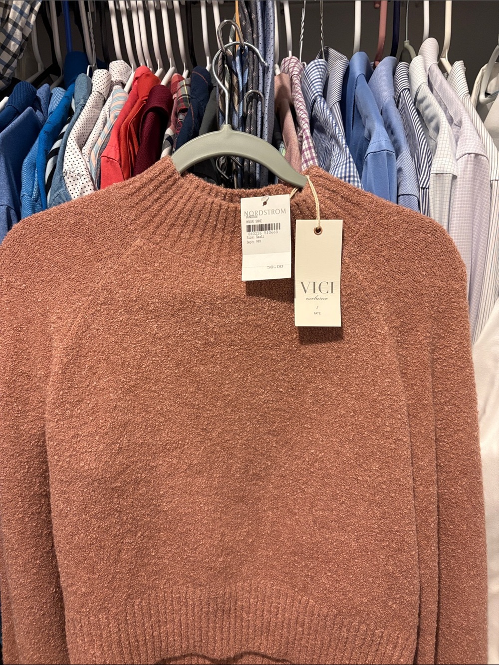 Vici Rusty Rose Cowl Neck Cropped Sweater